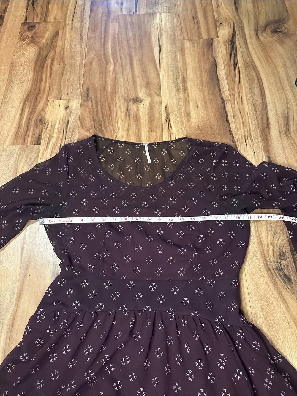 Free People Purple Floral Print Long Sleeve Mini Dress Women’s Medium Boho Sheer